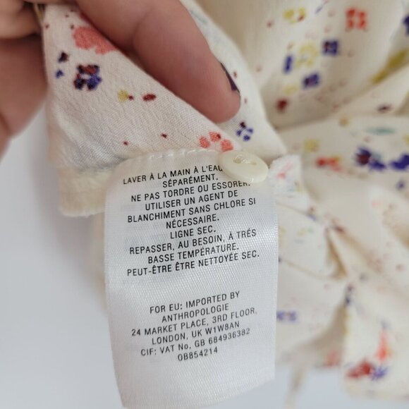 Meadow Rue womens 10 Anthro yellow white floral Bon Voyage wrap blouse boho - Picture 4 of 10